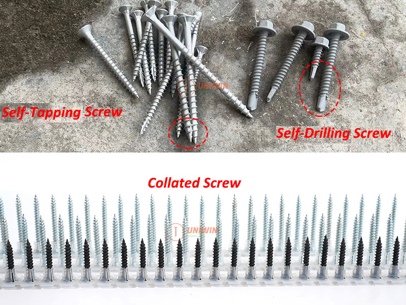 self-tapping, self-drilling, and collated screws for woodworking