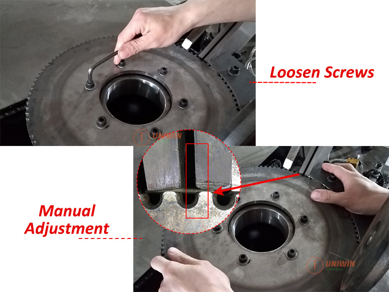 aligning the indexing plate for screw feeding