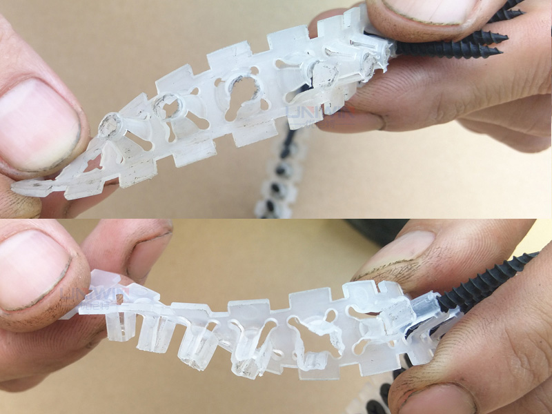 Deformed screw strip after use